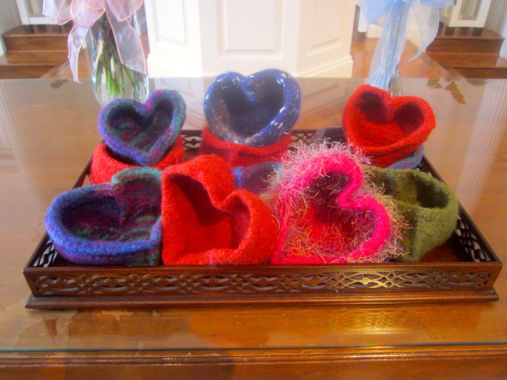 Felted Heart Bowls